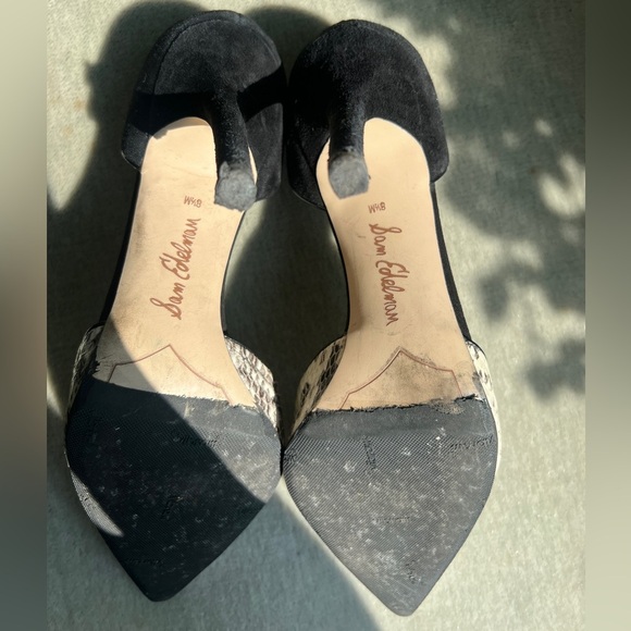 Sam Elderman Women’s Heels Size 8.5 Suede And Snakeskin - Picture 6 of 9